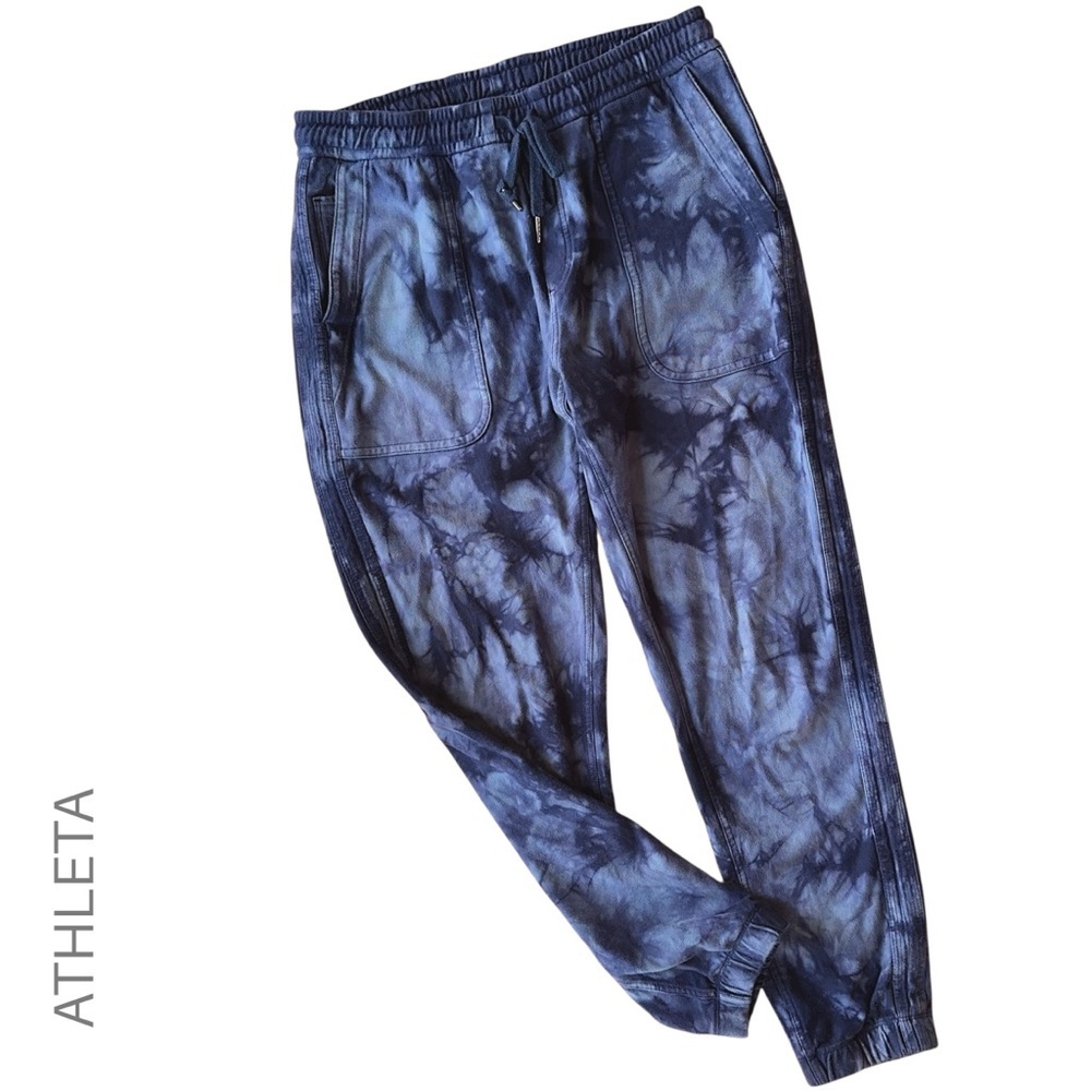 ATHLETA FARALLON TIE DIE JOGGER PANT MIDIEVAL VIOLET ORGANIC COTTON SMALL